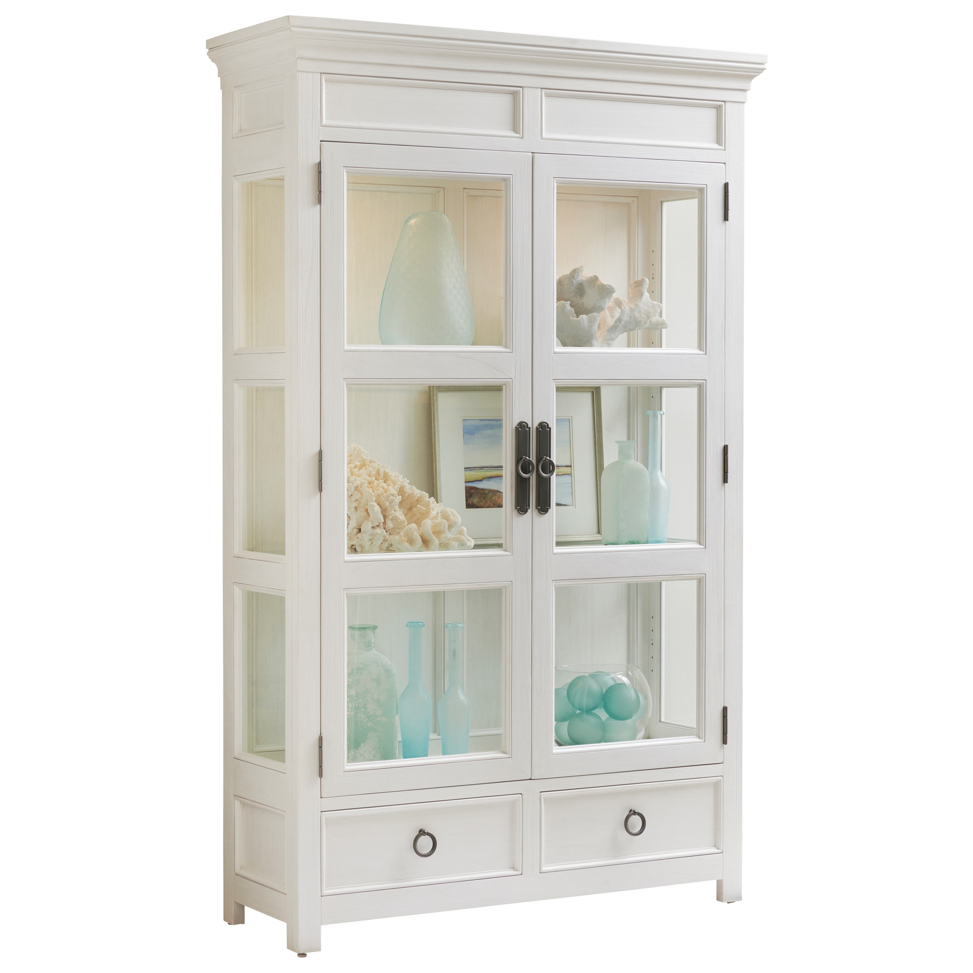 Tommy Bahama Home Ocean Breeze Sanctuary Curio China with Lights Wayside Furniture